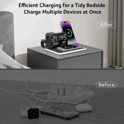 7 in 1 Wireless Charging Station with Clock & Night Light